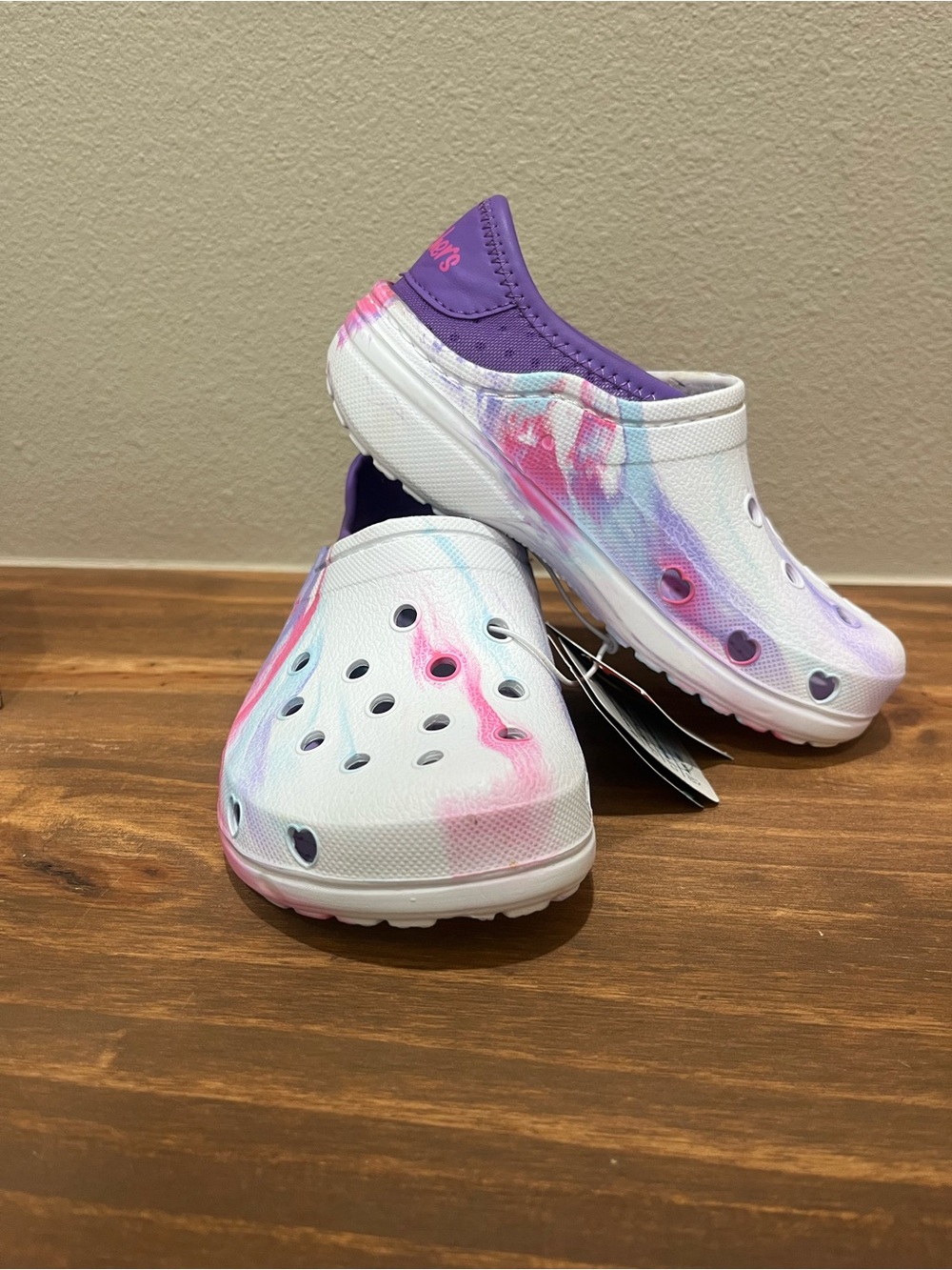 Toddlers Skechers Foamies Heart Charmer Lil Miss Marble White Multi Clog Sz 9